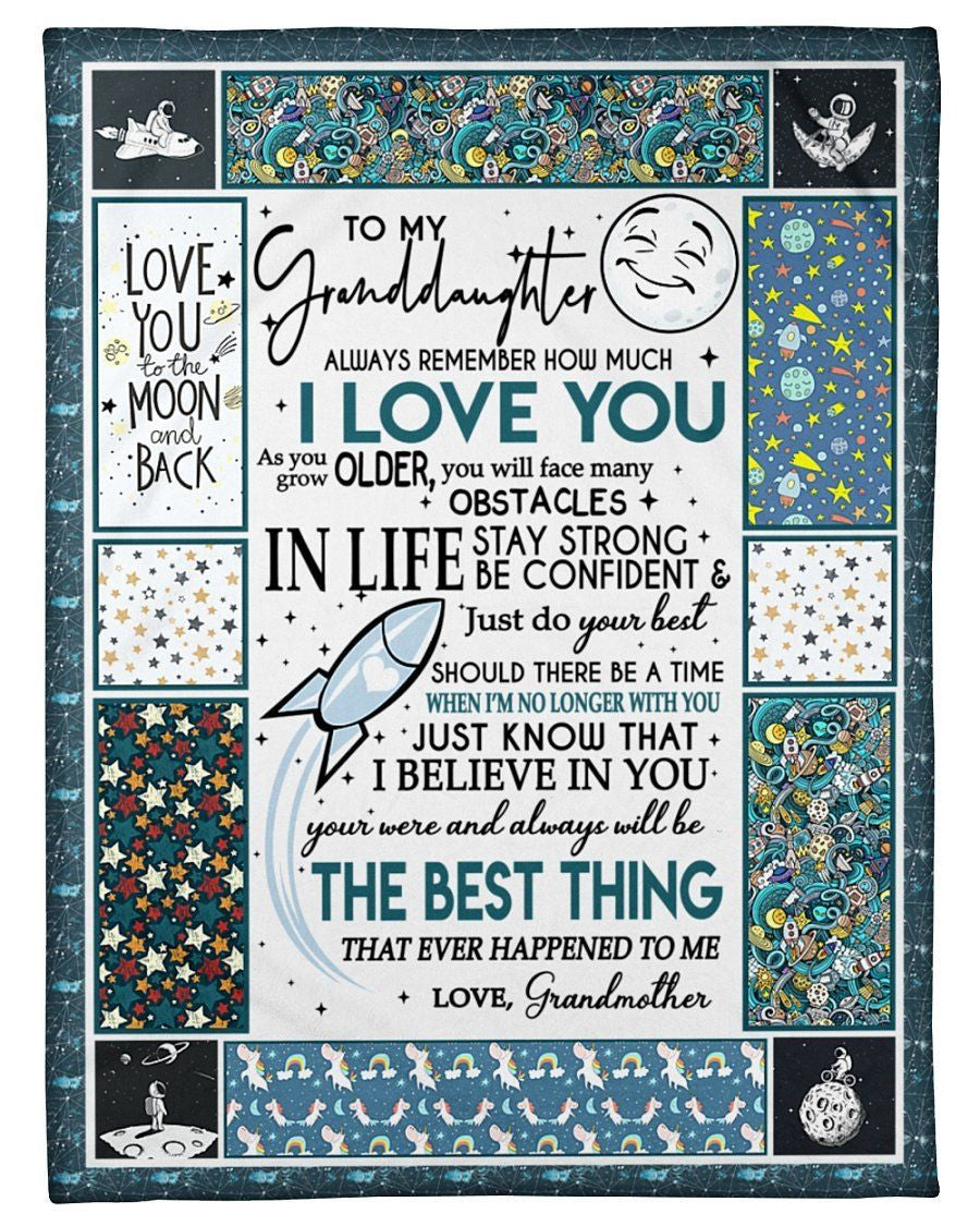 Love You To The Moon And Back Lovely Message From Grandmother Gifts For Granddaughters Fleece Blanket