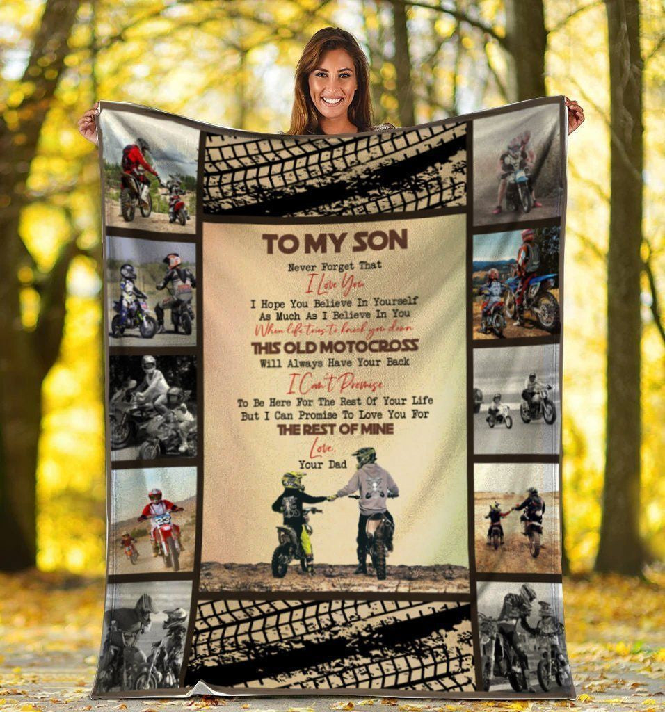 Never Forget That I Love You Dad And Son Motorbike Fleece Blanket