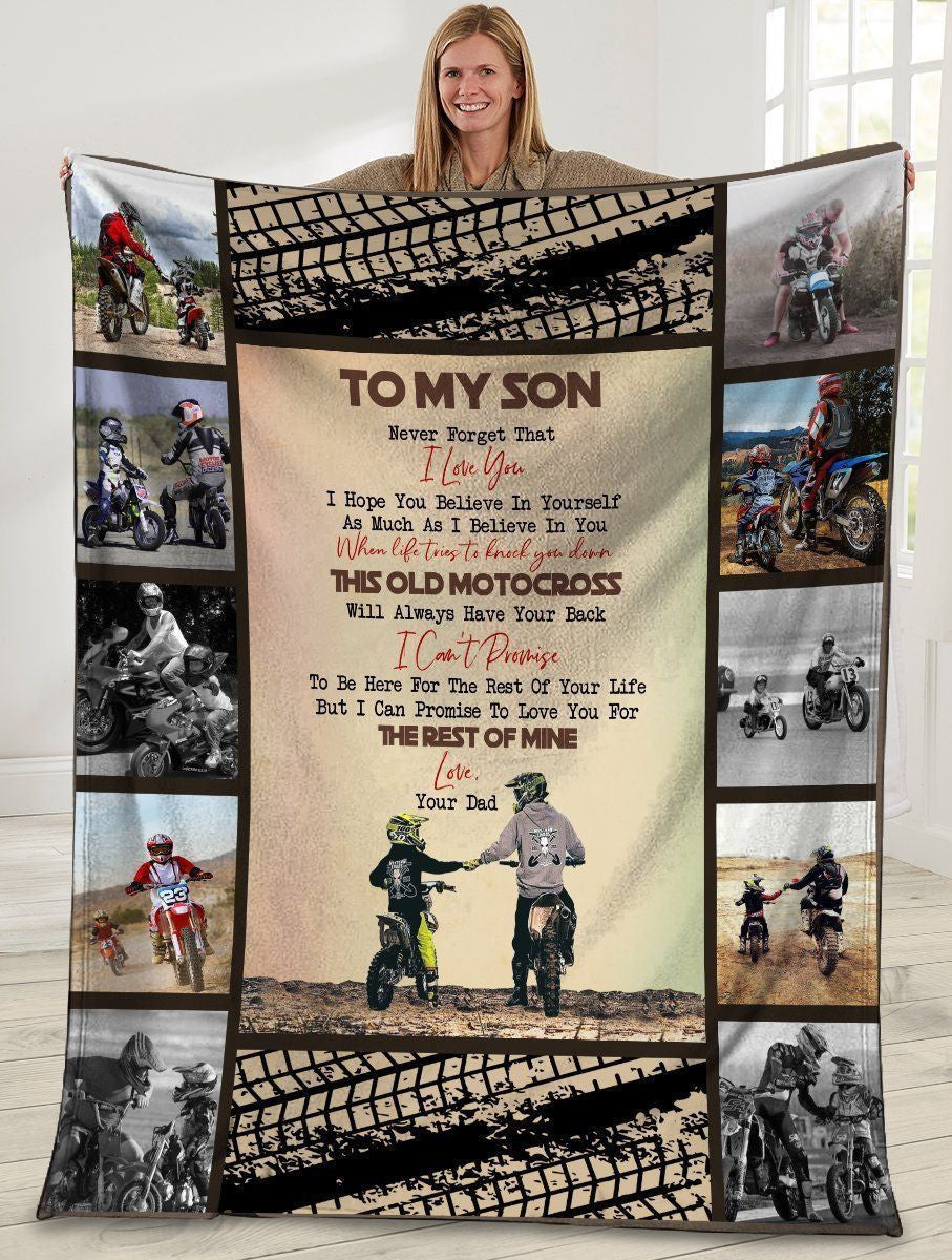 Never Forget That I Love You Dad And Son Motorbike Fleece Blanket