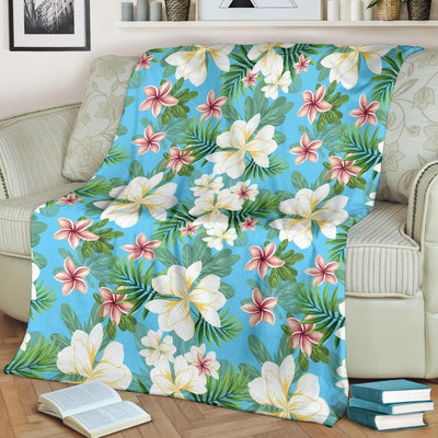 Wild Plumeria Flower Pattern Print Design Fleece Blanket