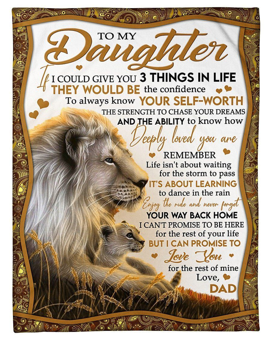 Never Forget Your Way Back Home Lion Fleece Blanket To Daughter Fleece Blanket