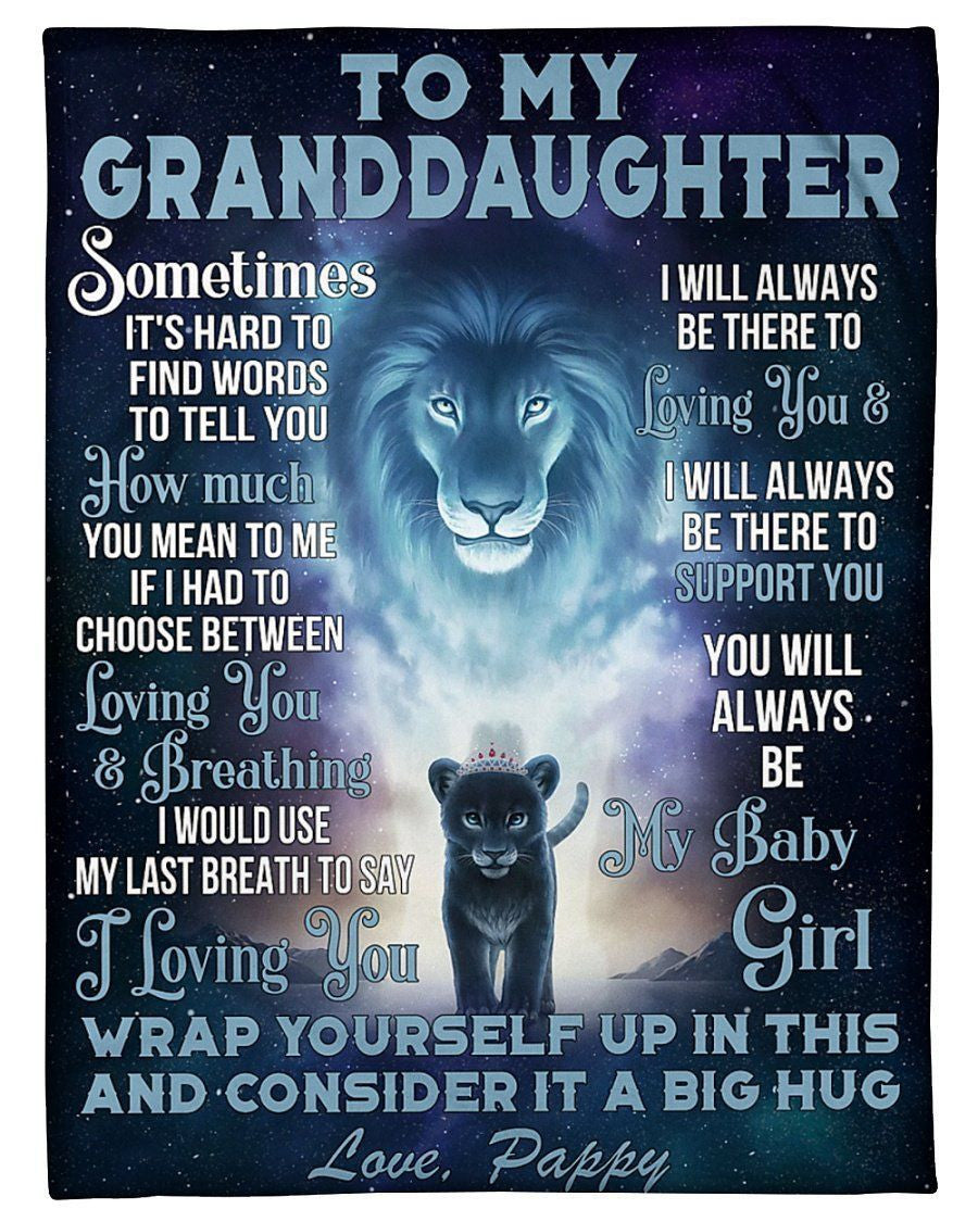 Pappy To Granddaughter Lion Always Be There To Love You Fleece Blanket Customized Name Fleece Blanket