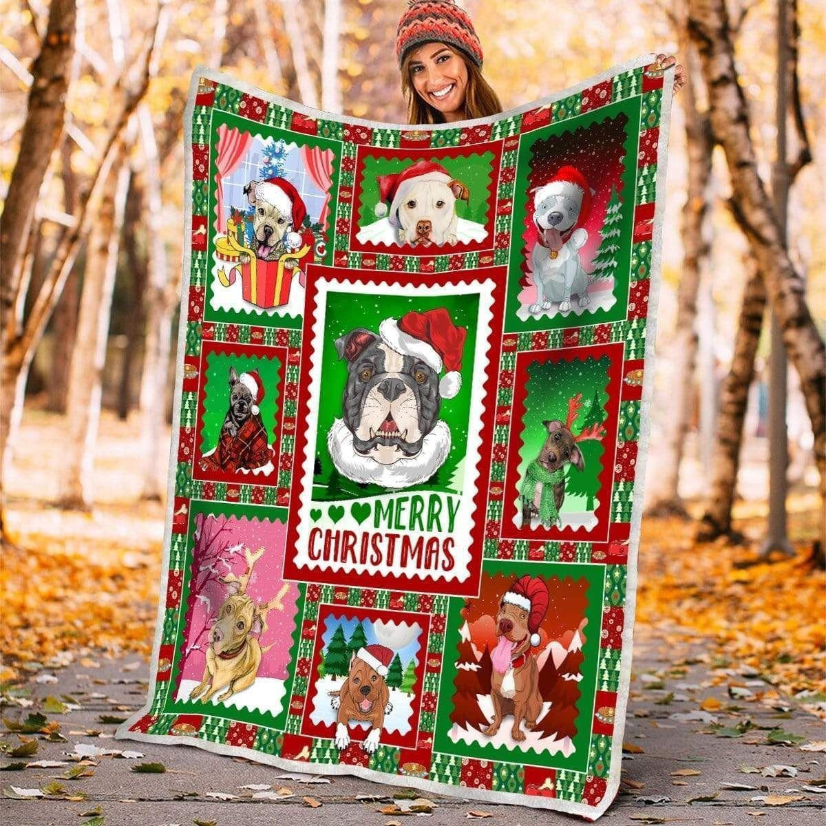 Lovely Dogs Santa Merry Christmas Fleece Blanket Gift For Dog Lovers