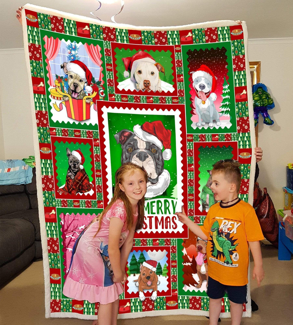 Lovely Dogs Santa Merry Christmas Fleece Blanket Gift For Dog Lovers