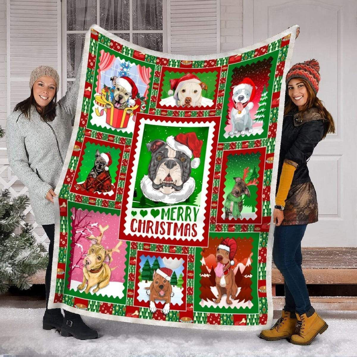 Lovely Dogs Santa Merry Christmas Fleece Blanket Gift For Dog Lovers