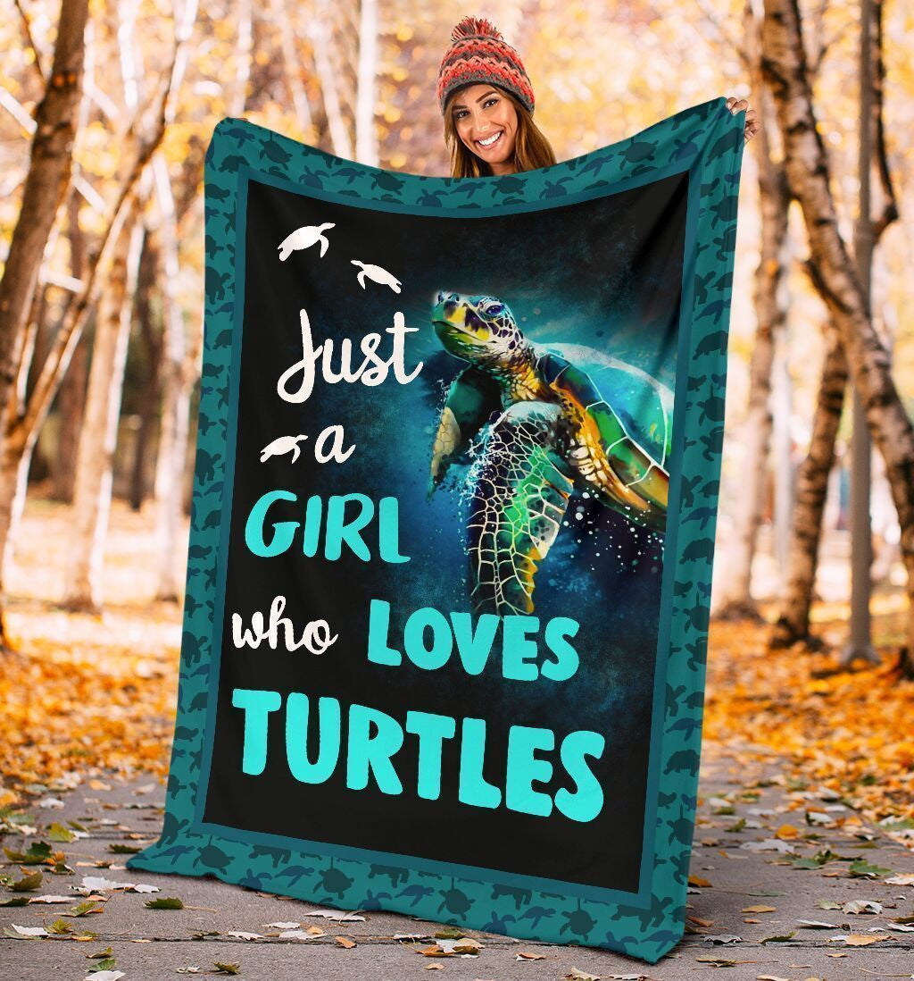 Just A Girl Who Loves Turtles Fleece Blanket