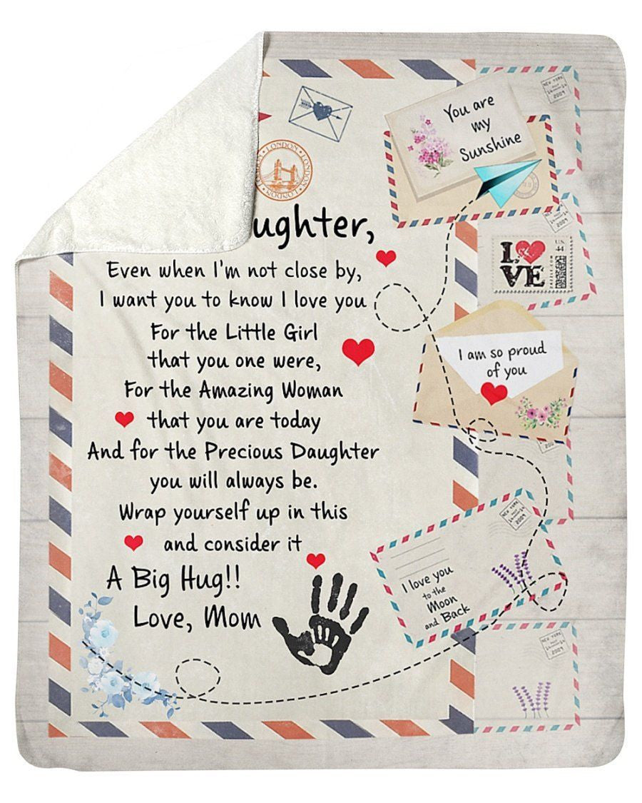 To My Daughter Fleece Blanket Letter Wrap Yourself Up In This Sherpa Blanket