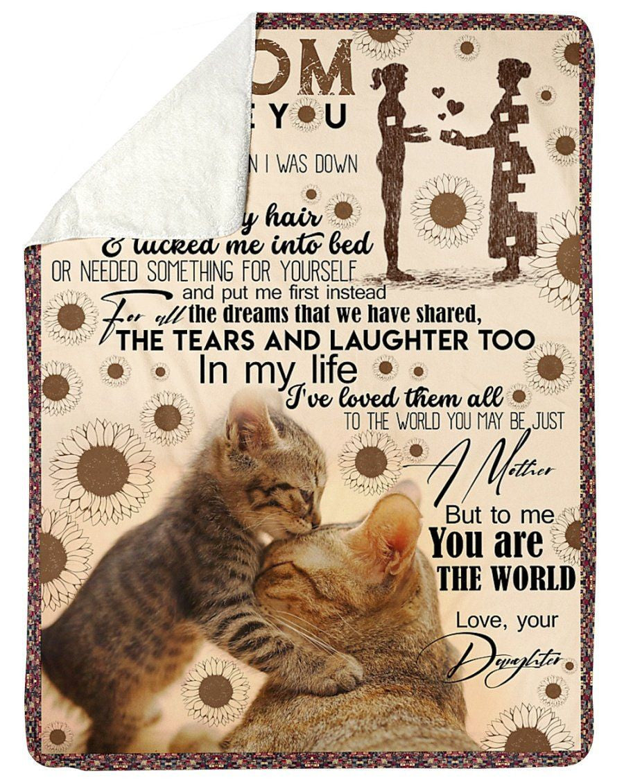 Cats Fleece Blanket Giving Mom To Me You Are The World Sherpa Blanket