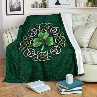 St Patrick's Day Celtic Ireland Celtic Shamrock Printed Fleece Blanket