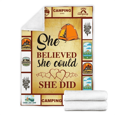 She Believed She Could She Did Camping Fleece Blanket