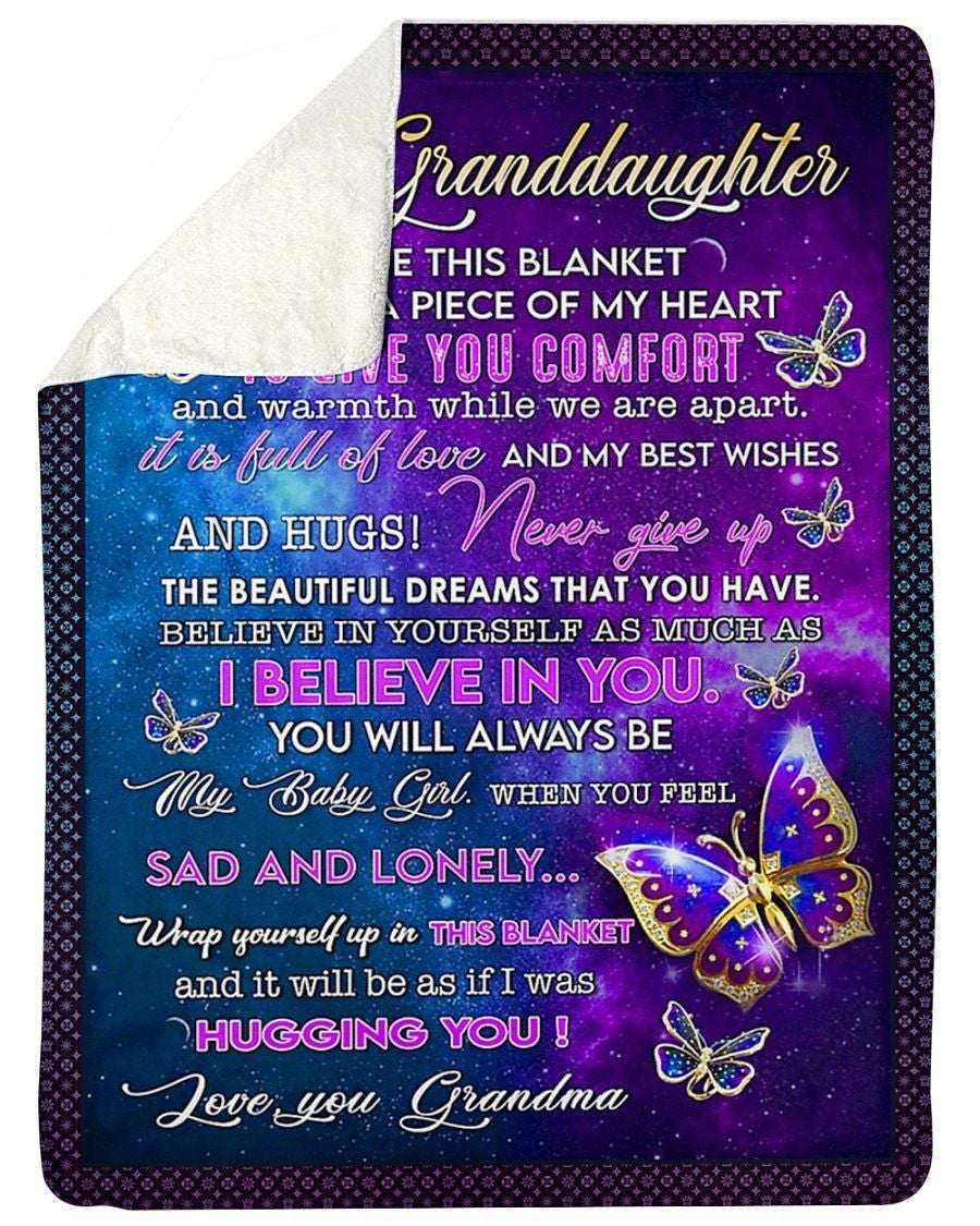 I Believe In You Butterflies Grandma To Granddaughter Fleece Blanket Sherpa Blanket