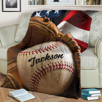 Custom Name Blanket Baseball And Flag