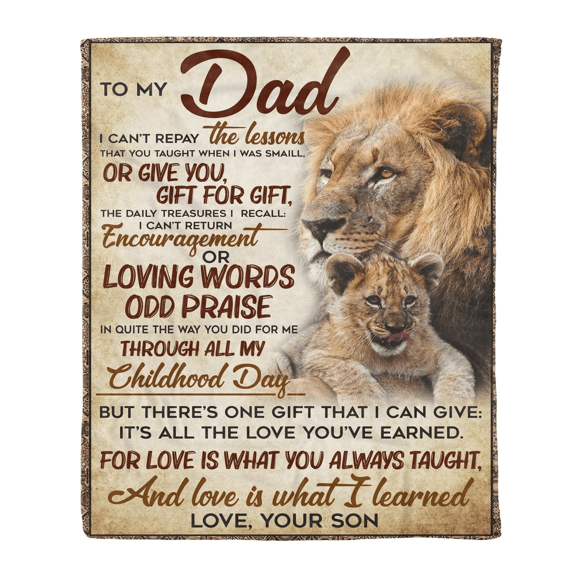 Love Is What I Learned Fleece Blanket Gift For Dad