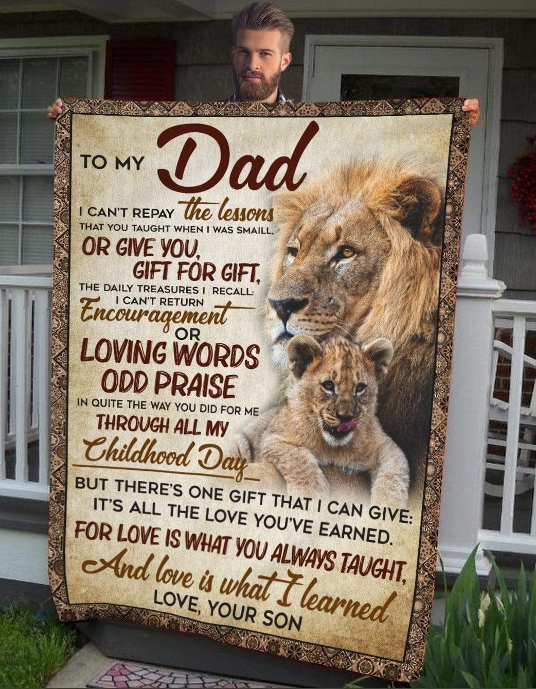 Love Is What I Learned Fleece Blanket Gift For Dad