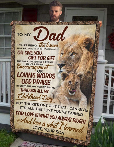 Love Is What I Learned Fleece Blanket Gift For Dad