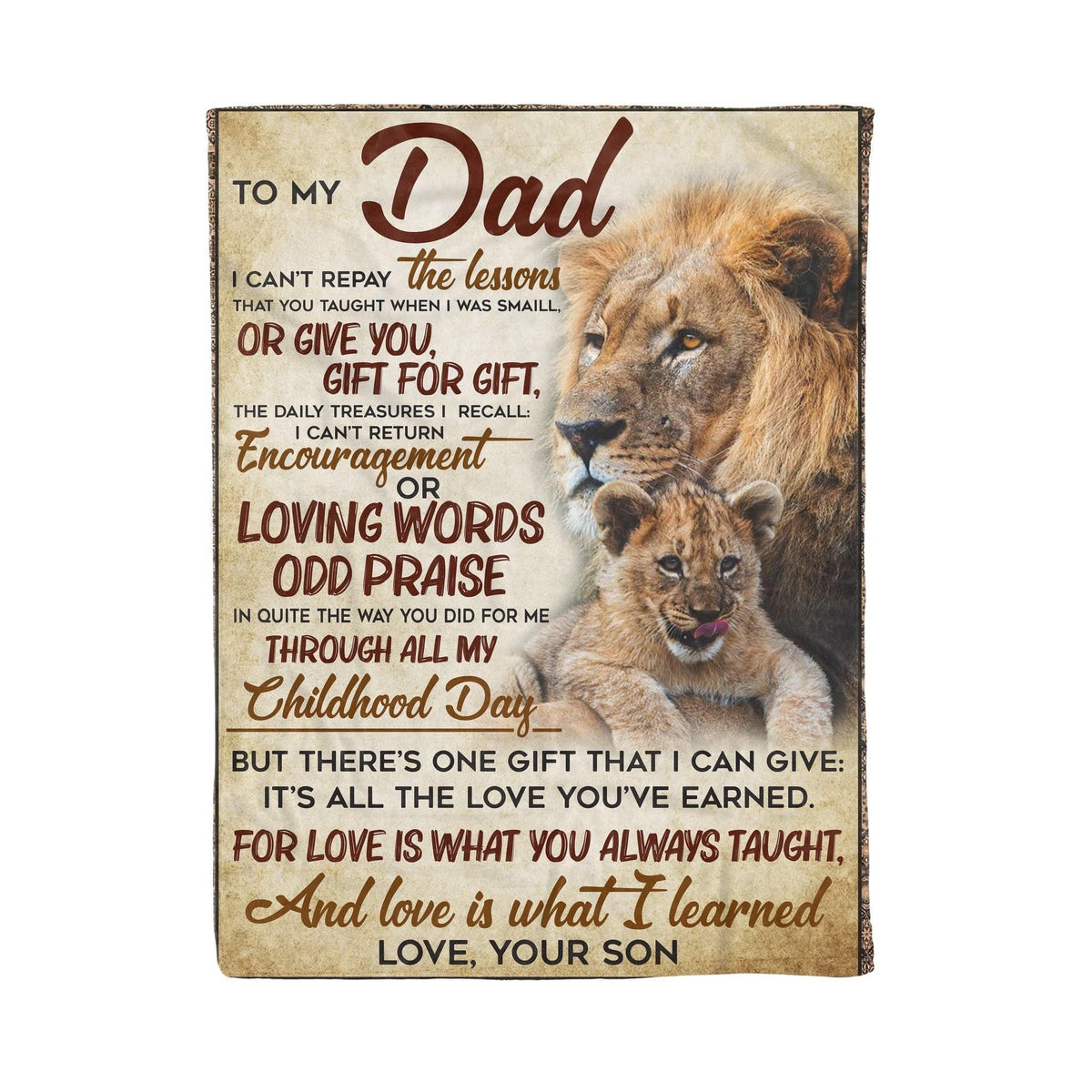 Love Is What I Learned Fleece Blanket Gift For Dad