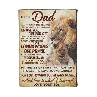 Love Is What I Learned Fleece Blanket Gift For Dad