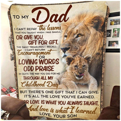 Love Is What I Learned Fleece Blanket Gift For Dad
