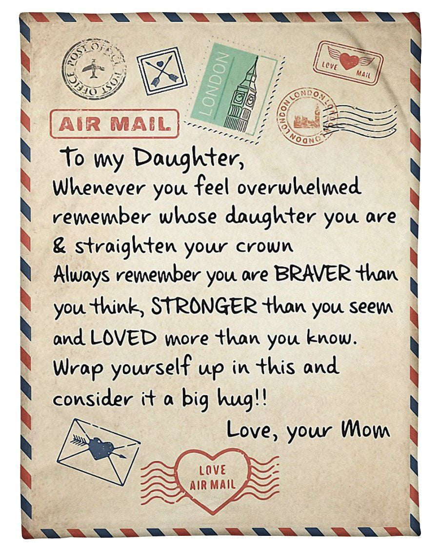 To My Daughter Gift From Mom Air Mail Vintage DesignFleece Blanket Shepra Blanket