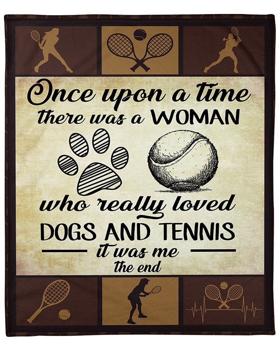 There Was A Woman Who Really Loved Dogs And Tennis Great Gift For Friends Fleece Blanket