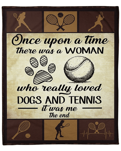 There Was A Woman Who Really Loved Dogs And Tennis Great Gift For Friends Fleece Blanket