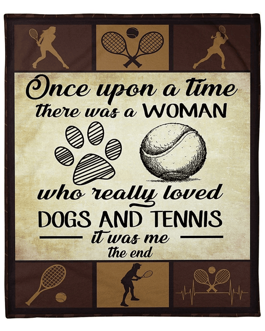 There Was A Woman Who Really Loved Dogs And Tennis Great Gift For Friends Fleece Blanket