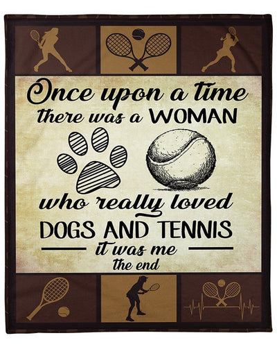 There Was A Woman Who Really Loved Dogs And Tennis Great Gift For Friends Fleece Blanket