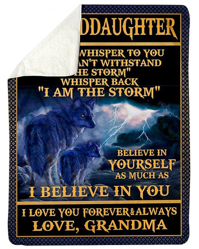 Wolf Lightning I Believe In You Grandma To Granddaughter Fleece Blanket Sherpa Blanket