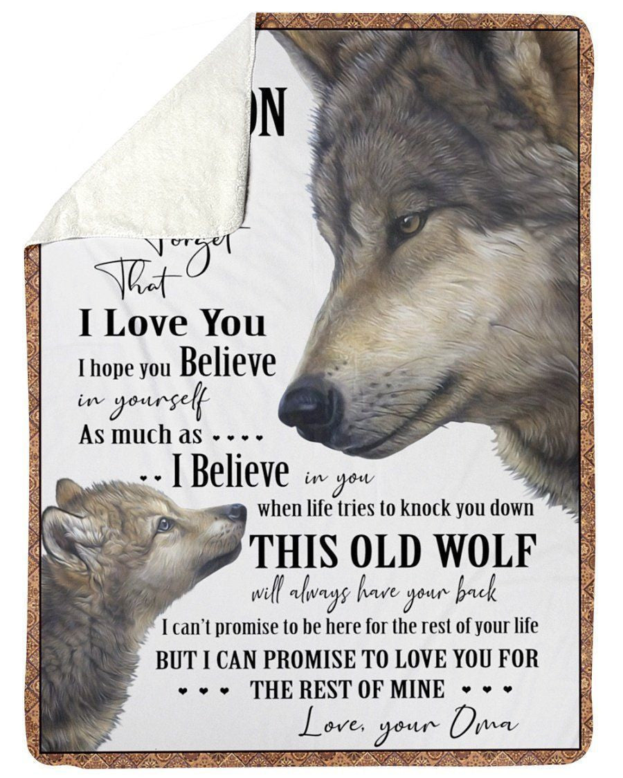 Lovely Message From Grandma To Grandson With Unique Design Fleece Blanket