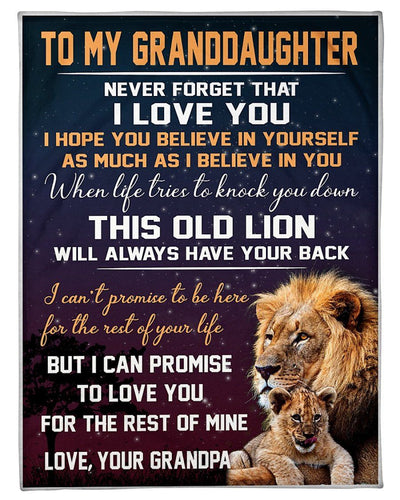 Lion Grandpa Hopes Granddaughter To Believe In Yourself Fleece Blanket