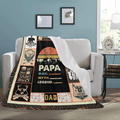 Papa Man Myth Legend Deer Hunting Father's Day Gift Fleece Blanket