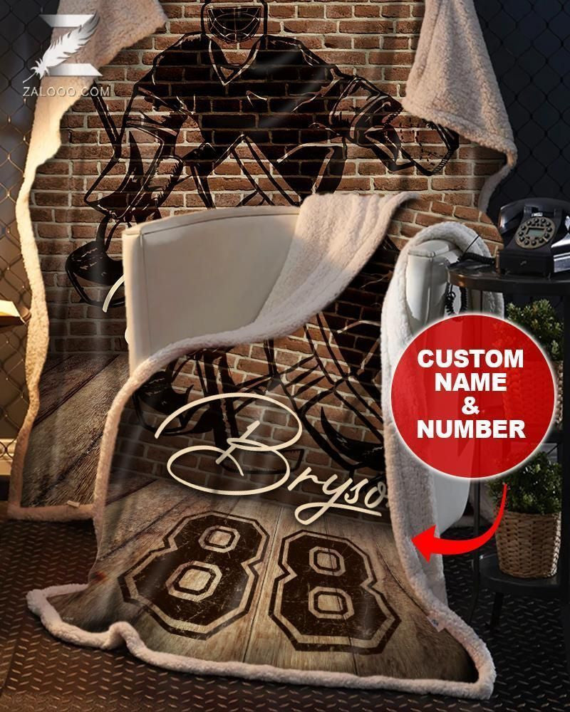 Custom Fleece Blanket - Hockey Goalie - Brick Wall