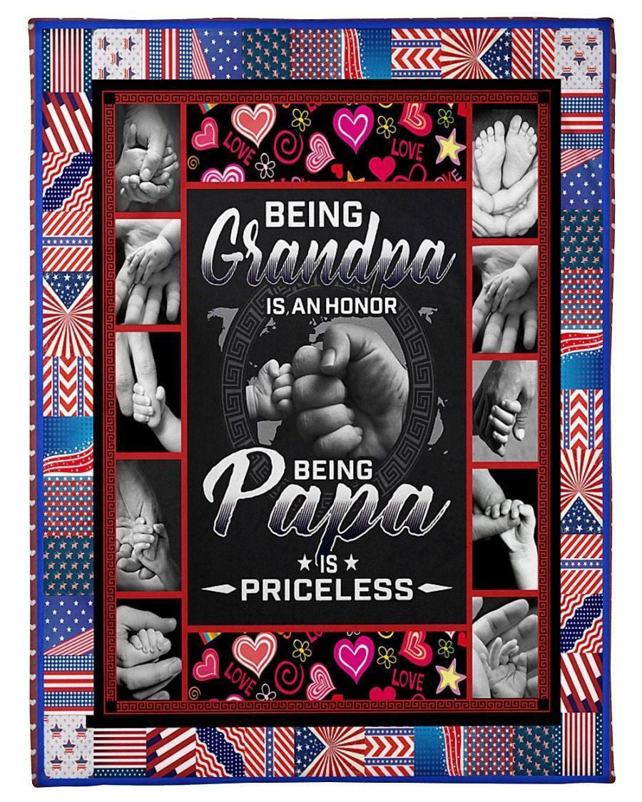 Being Grandpa Is An Honor Being Papa Is Priceless Gifts For Grandparents Fleece Blanket