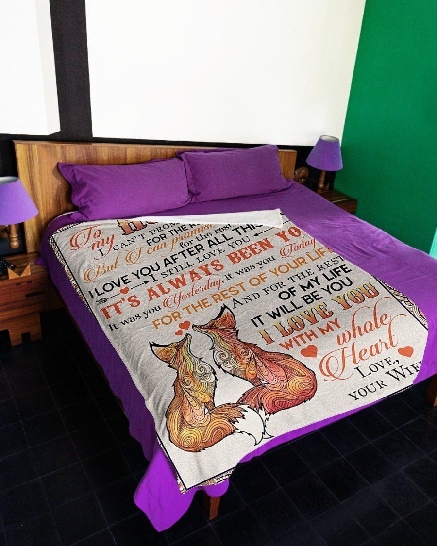 Fox To My Husband Love You With My Whole Heart Fleece Blanket