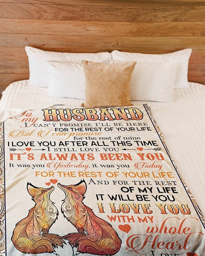 Fox To My Husband Love You With My Whole Heart Fleece Blanket