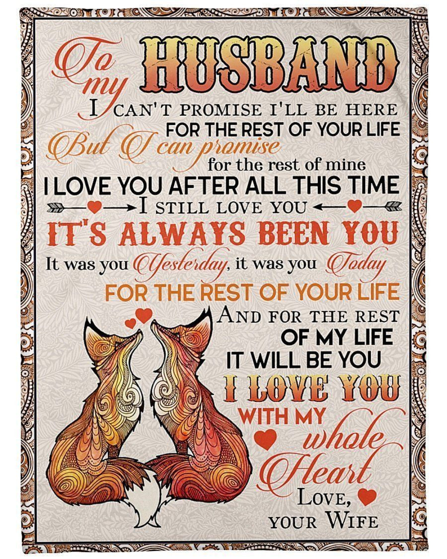 Fox To My Husband Love You With My Whole Heart Fleece Blanket