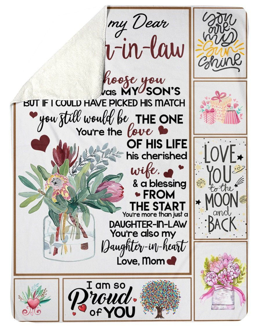 To My Daughter-in-law You Are Also My Daughter-in-heart Gifts From Mom Fleece Blanket
