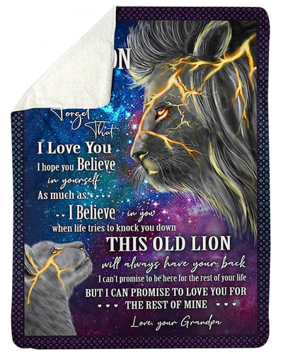 Lion Galaxy The Rest Of Mine Grandpa To My Grandson Fleece Blanket Sherpa Blanket