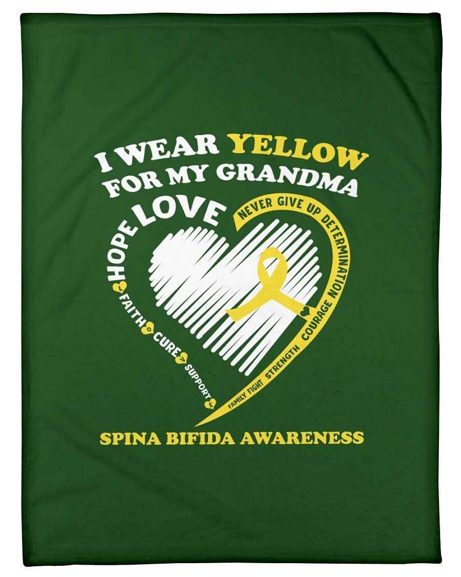 I Wear Yellow For My Grandma Spina Bifida Awareness Fleece Blanket