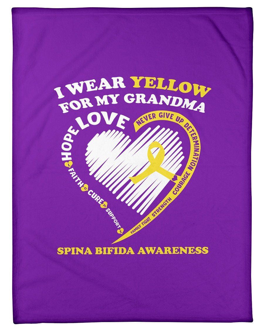 I Wear Yellow For My Grandma Spina Bifida Awareness Fleece Blanket