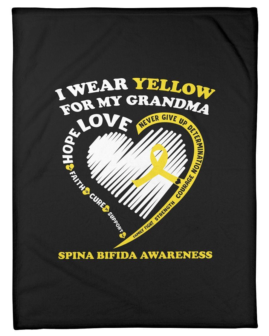 I Wear Yellow For My Grandma Spina Bifida Awareness Fleece Blanket