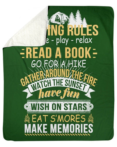 Funny Camping Rules Christmas Gifts Fleece Blanket