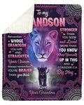 Grandma To Grandson Purple Mandala Lion Loved More Than You Know Fleece Blanket Sherpa Blanket