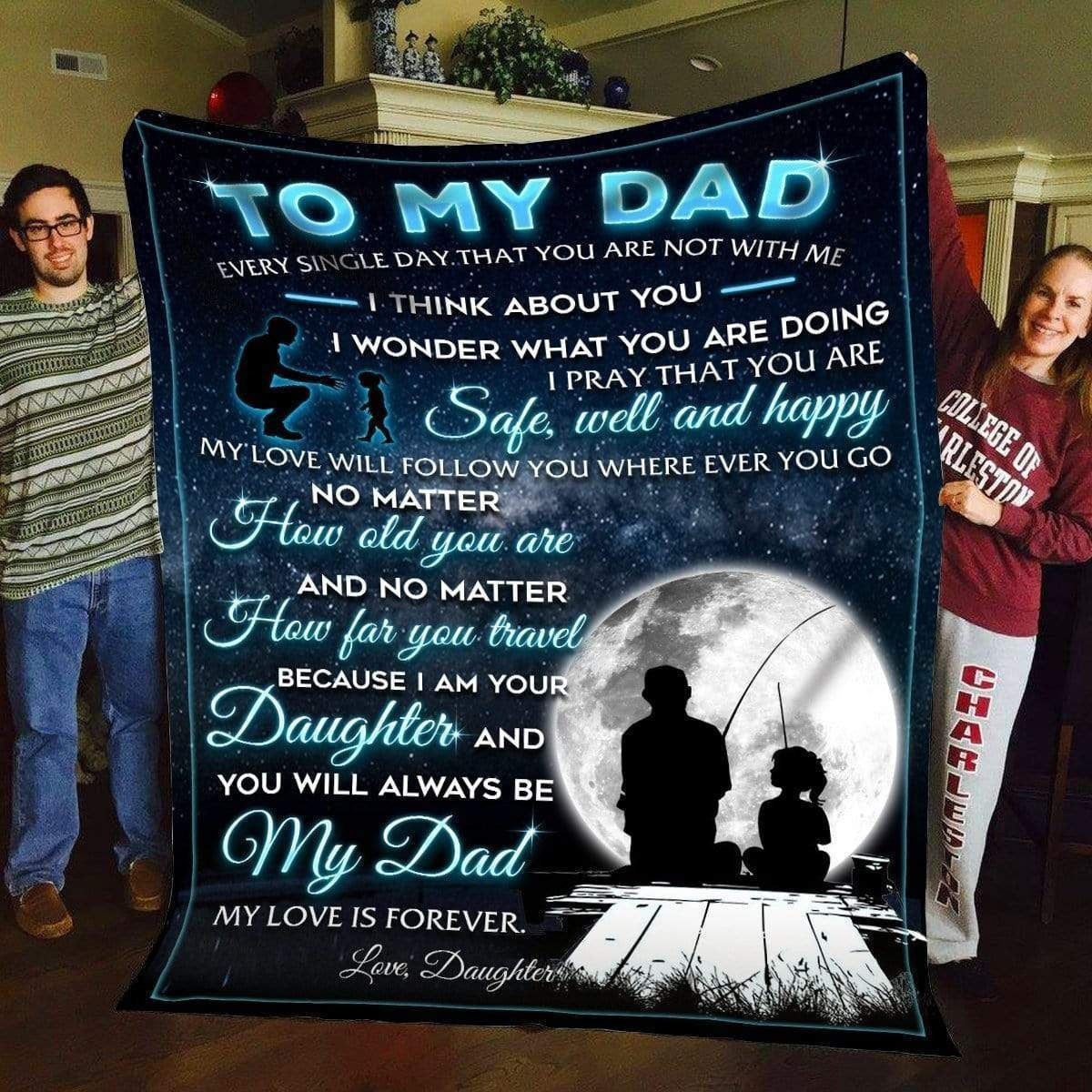 Safe Well And Happy Fleece Blanket Gift For Fishing Dad
