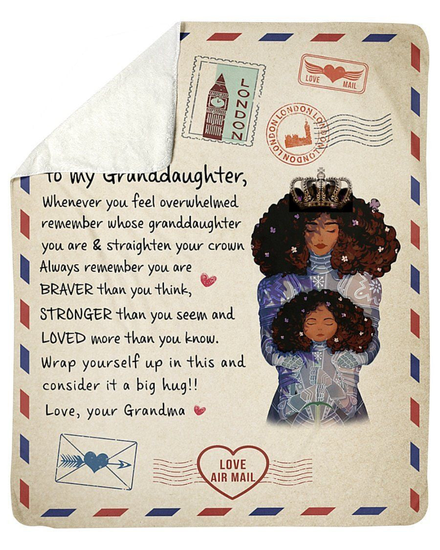 Letter Grandma To My Granddaughter You're Braver Than You Think Fleece Blanket Sherpa Blanket