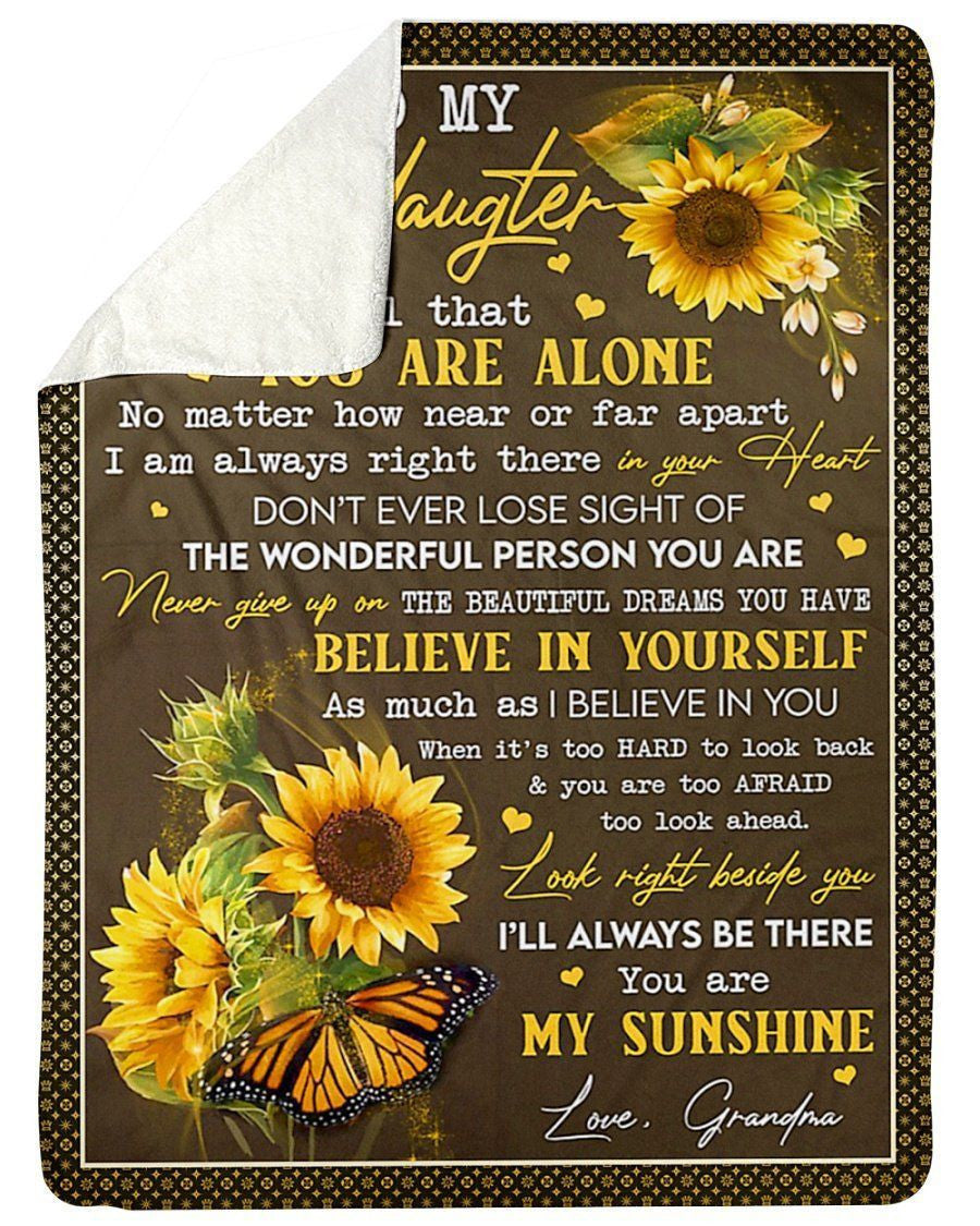 Sunflowers You Are My Sunshine Grandma To Granddaughter Fleece Blanket Sherpa Blanket