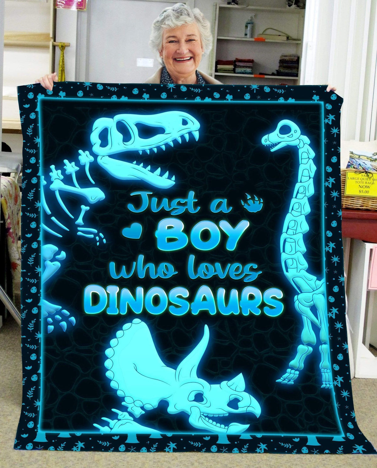 Just A Boy Who Loves Dinosaurs Neon Fleece Blanket Gift For Men