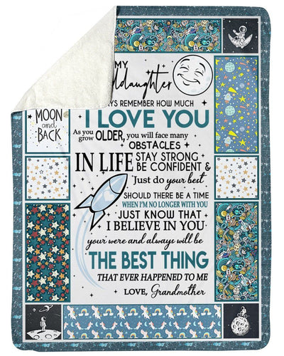 Love You To The Moon And Back Lovely Message From Grandmother Gifts For Granddaughters Fleece Blanket