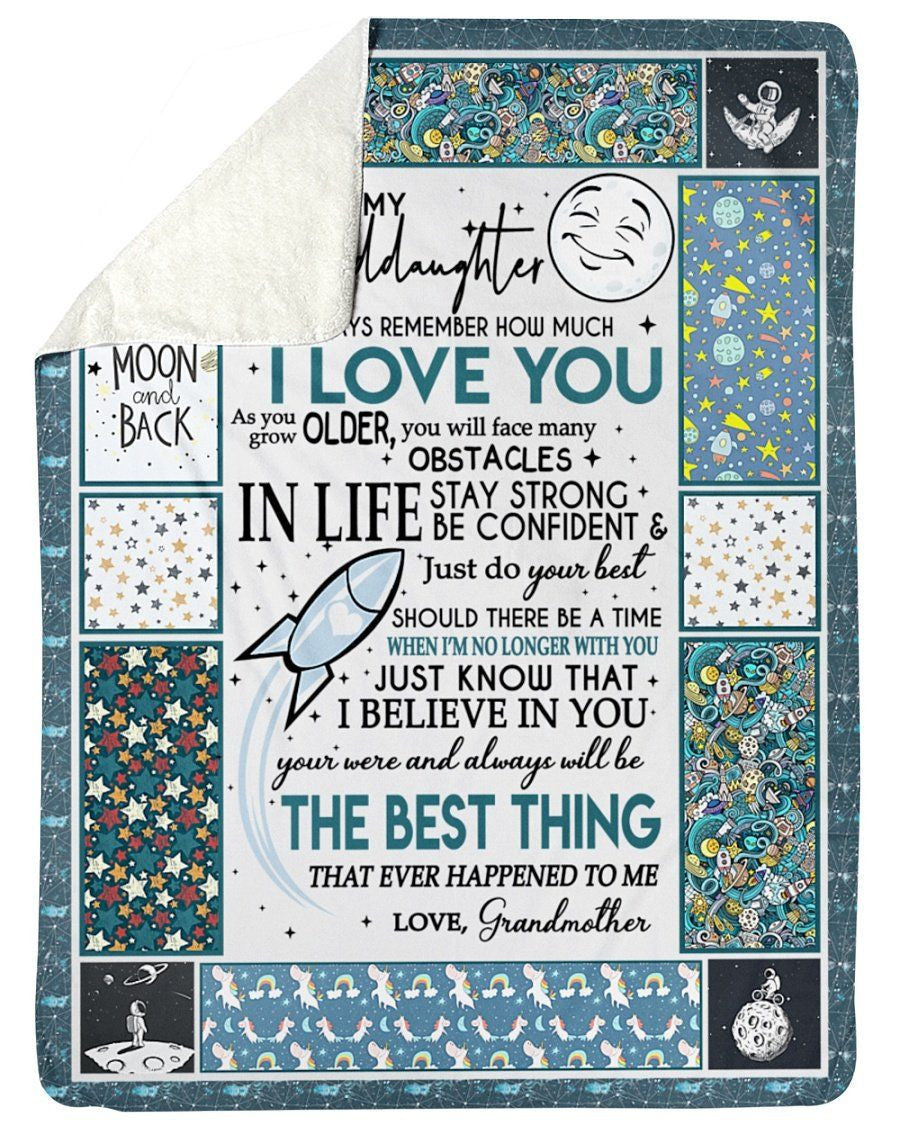 Love You To The Moon And Back Lovely Message From Grandmother Gifts For Granddaughters Fleece Blanket