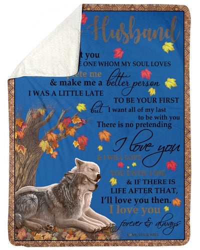 Wolf To My Husband Gift Fleece Blanket